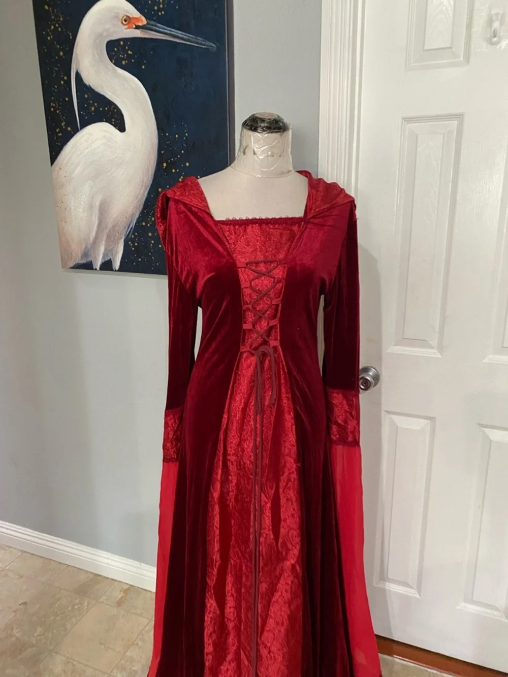 New Women XL Deluxe Witch Dress Costume, Vintage Embroidered Renaissance Gothic - Picture 9 of 13